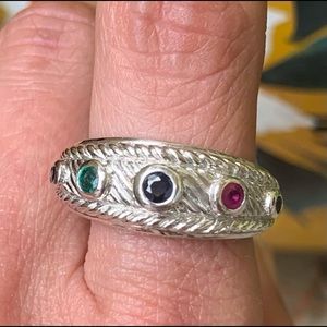 Vintage Judith Ripka Ring-Sapphire, Ruby & Emerald